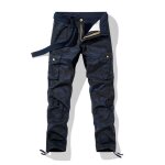 Pantalon cargo homme camouflage militaire en coton multi - poches coupe droite - bleu - insfity