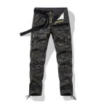 Pantalon cargo homme camouflage militaire en coton multi - poches coupe droite - gris - insfity