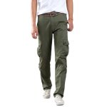 Pantalon cargo homme en coton coupe droite casual pantalon multi - poches style militaire - vert militaire ...