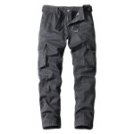 Pantalon cargo homme coupe droite en coton multi - poches - gris foncé - insfity Pantalon cargo homme coupe droite en coton multi - poches - gris foncé - insfity