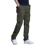 Pantalon cargo homme droit multipoches taille elastique pantalon de travail en coton couleur unie