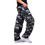 Pantalon cargo homme grand taille loose fit mulit - poches - bleu camouflage - insfity