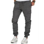 Pantalon cargo homme insfity - coupe droite - taille elastiquee - multi - poches - gris Pantalon cargo homme insfity - coupe droite - taille elastiquee - multi - poches - gris