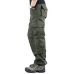 Pantalon cargo homme insfity - mulit 8 poches - loose fit - vert militaire