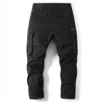 Pantalon cargo hommes multi - poches larges grande taille - funmoon - noir - droit - 65% coton