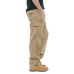 Pantalon cargo homme multi poches regular droit taille elastique - insfity - kaki - coupe droite