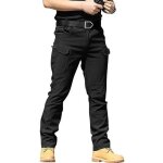 Pantalon cargo homme multipoches zipp mince - findpitaya - noir - coupe cargo - adulte - homme