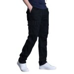 Pantalon cargo homme regular droit multipoches taille elastique pantalon de travail en coton couleur ...