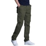 Pantalon cargo homme regular droit multipoches taille elastique pantalon de travail en coton couleur ...