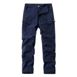 Pantalon cargo homme tactique coupe droite multipoches pantalon de travail exterieur couleur unie - bleu ...