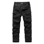 Pantalon cargo homme tactique coupe droite multipoches pantalon de travail exterieur couleur unie - noir ...