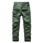Pantalon cargo homme tactique coupe droite multipoches pantalon de travail exterieur couleur unie - vert ...