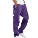 Pantalon cargo homme - marque - modle - violet - coupe dcontracte - poches fonctionnelles