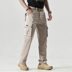 Pantalon cargo militaire coupe droite multi poches - insfity - kaki