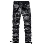 Pantalon cargo militaire homme en coton coupe droite pantalon multi - poches couleur unie