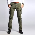 Pantalon cargo militaire homme multi - poches slim fit pantalon de travail exterieur en coton couleur ...