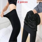 Pantalons chauds en nylon pour femme - automne / hiver - bas en soie - lot de 2 - noir Pantalons chauds en nylon pour femme - automne / hiver - bas en soie - lot de 2 - noir
