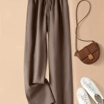 Pantalon chic à jambes larges et taille extensible pour femme - vitata - coupe slim - café - marron Pantalon chic à jambes larges et taille extensible pour femme - vitata - coupe slim - café - marron