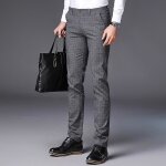Pantalon chino à carreaux de ville homme - funmoon - coupe slim - gris Pantalon chino à carreaux de ville homme - funmoon - coupe slim - gris