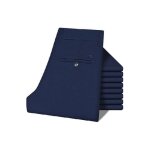 Pantalon chino coupe droite homme couleur unie pantalon de costume business stretch taille haute - bleu ...