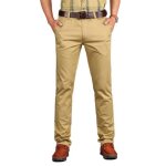 Pantalon chino coupe droite homme grande taille casual pantalon couleur uni - kaki