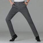 Pantalon chino homme business slim fit stretch pantalon de costume lger couleur unie - gris fonce