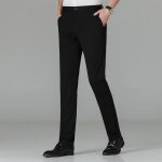 Pantalon chino homme business slim fit stretch pantalon de costume lger couleur unie - noir