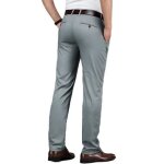 Pantalon chino homme de costume coupe droite couleur unie pantalon business taille haute sans repassage ...