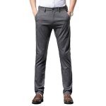 Pantalon chino homme coupe droite motif rayures pantalon business elegant tissu confortable - gris Pantalon chino homme coupe droite motif rayures pantalon business elegant tissu confortable - gris