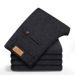 Pantalon chino stretch de costume - funmoon - coupe droit - noir - homme