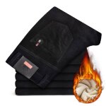 Pantalon chino en velours ctel double polaire classique homme coupe droite - noir - insfity