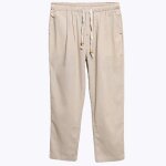 Pantalon cigare - funmoon - beige - 100% lin - taille �lastique - coupe droite