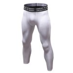 Pantalon de compression 3 / 4 homme sport moulant stretch schage rapide - blanc - running