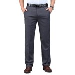 Pantalon de costume coupe droite homme couleur unie pantalon stretch taille haute sans repassage