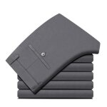 Pantalon de costume homme business coupe droite stretch pantalon elegant taille haute couleur unie - ... Pantalon de costume homme business coupe droite stretch pantalon elegant taille haute couleur unie - ...