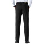 Pantalon de costume homme business stretch coupe droite pantalon chino broderie couleur unie tissu confortable ...
