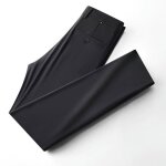 Pantalon costume homme léger coupe droite sans pince pantalon habillé ete stretch - insfity - noir Pantalon costume homme léger coupe droite sans pince pantalon habillé ete stretch - insfity - noir