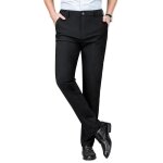 Pantalon de costume homme tapered slim droite pantalon stretch couleur unie sans repassage - noir