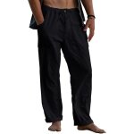 Pantalon homme coton lin d�contract� �t� - noir