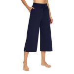 Pantalon court femme t pantacourt fluide jambe en pantalon de loisir droit  jambe large pantalon 3 ...