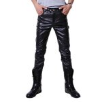 Pantalon en cuir - funmoon - slim - noir - motocyclette - casual / plein air Pantalon en cuir - funmoon - slim - noir - motocyclette - casual / plein air