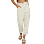 Pantalon décontracté en velours côtelé - marque - blanc - loose - taille haute - femme Pantalon décontracté en velours côtelé - marque - blanc - loose - taille haute - femme