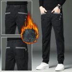 Pantalon double polaire homme chaude hiver casual respirante stretch - noir