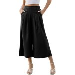 Pantalon femme - chic - pantacourt 7 / 8 - taille lastique - polyester lger - noir