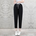 Pantalon  neuf points en coton et lin printemps et t pantalon dcontract ample droit pantalon crayon ...