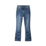 Pantalon femme desigual unicorn - bleu - taille haute ajustée - fleurs brodées - effet délavé Pantalon femme desigual unicorn - bleu - taille haute ajustée - fleurs brodées - effet délavé