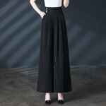 Pantalon femme t lgant stretch taille haute jambe large imprim lger respirant confortable - insfity ...