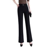 Pantalon femme vas chic et elegant taille haute elastique pantalon habill bootcut couleur unie confortable ...