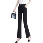 Pantalon femme vas taille haute elastique pantalon chic et elegant bootcut couleur unie confortable ...