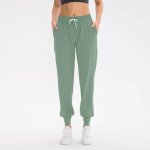 Pantalon femme fitness sport extensible jogging yoga taille cheville elastique respirante - vert